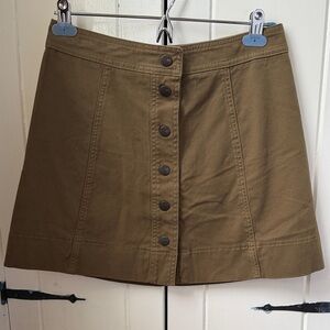 Madewell Olive Button-Front Mini Skirt